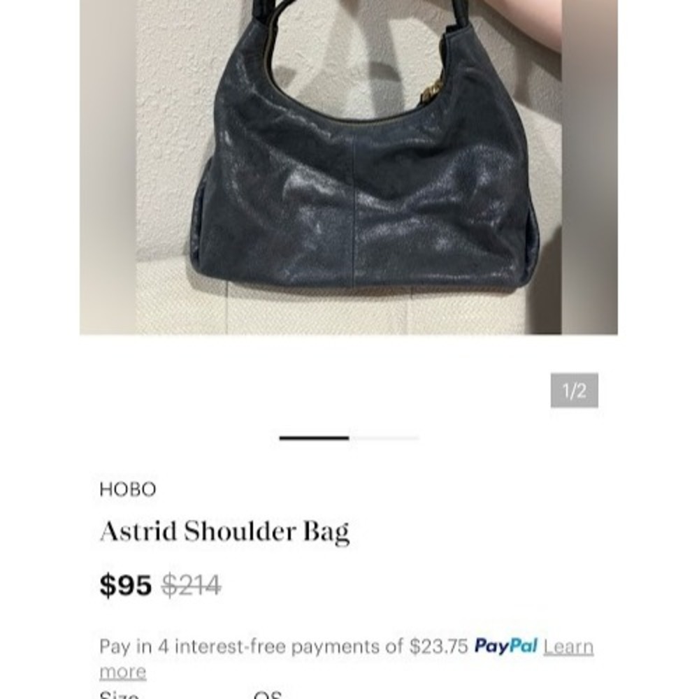 NEW HOBO Leather "ASTRID" Shoulder Bag Handbag NWOT Purse Travel Dark Slate Blue - Picture 12 of 12